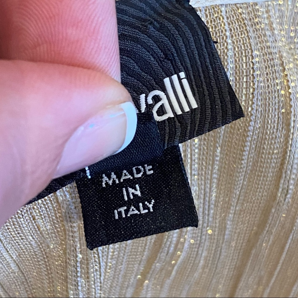 Just Cavalli Gold Ruffle Mini Dress Size 44 - Picture 9 of 17